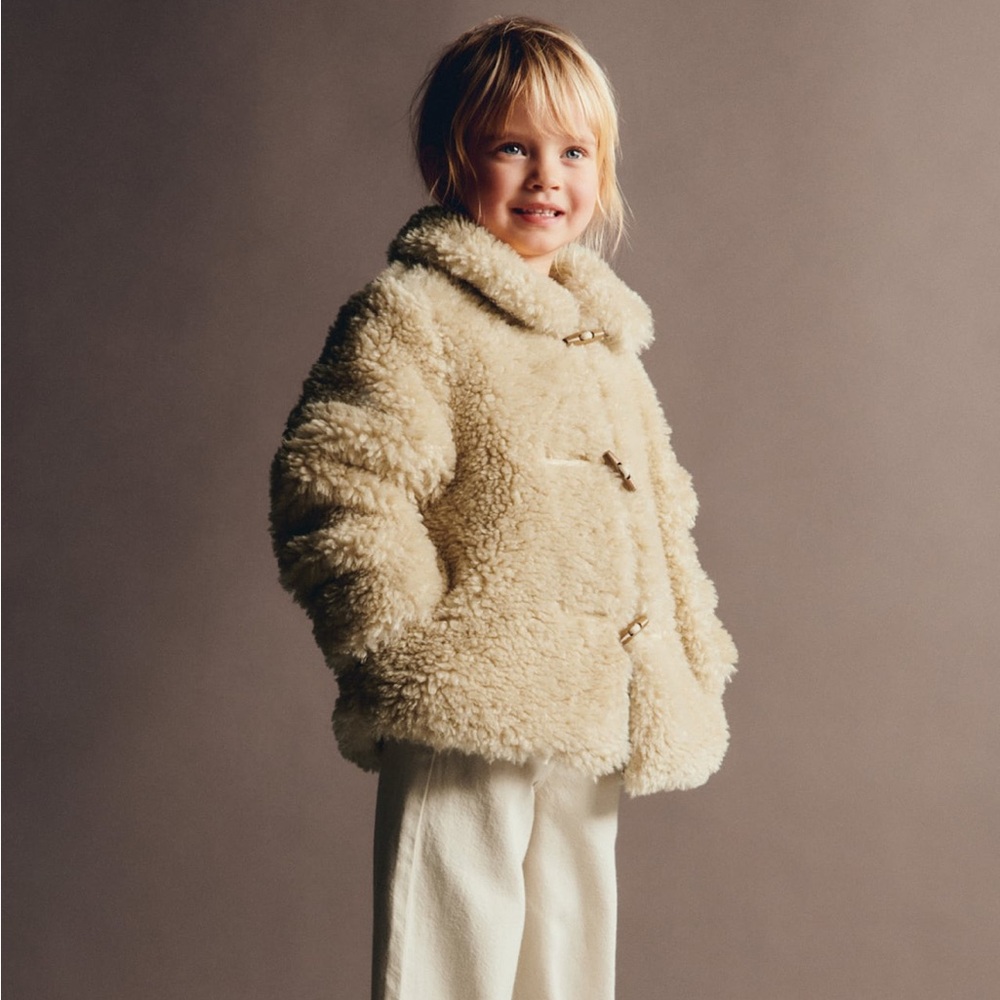 ZARA FAUX SHEARLING TOGGLE JACKET